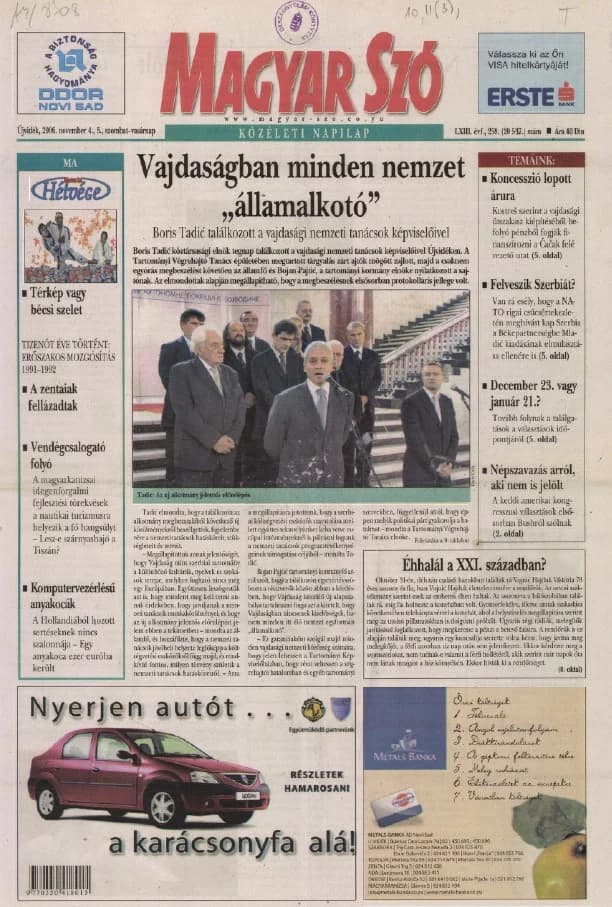 Magyar Szó, 63. évf. 2006. november 4. – 5. 258. sz. 1–28. oldal