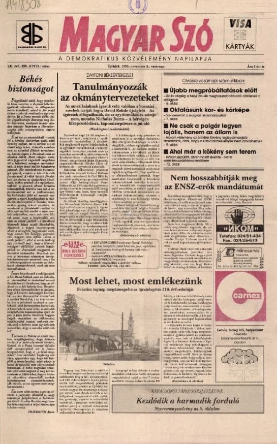 Magyar Szó, 52. évf. 1995. november 5. 259. sz. 1–24. oldal