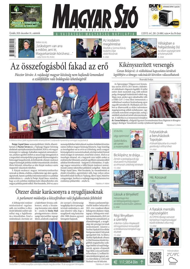 Magyar Szó, 77. évf. 2020. december 10. 285. sz. 1–20. oldal