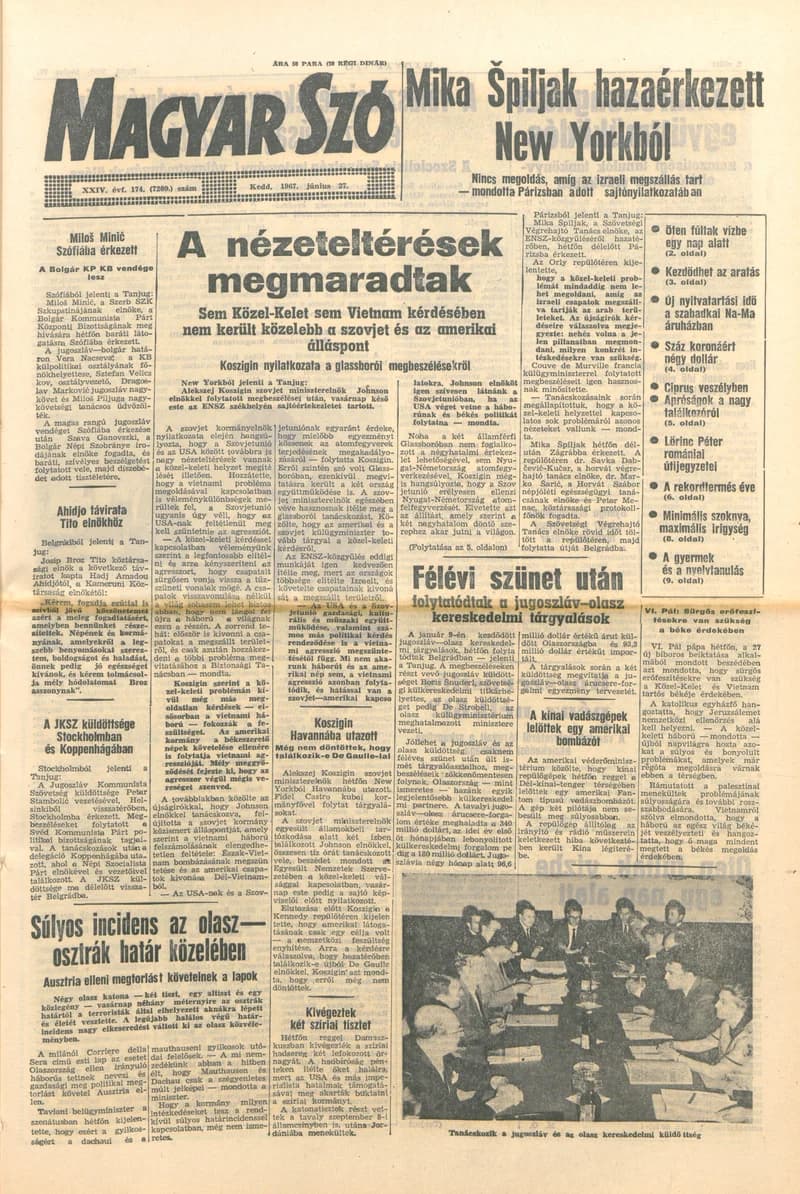 Magyar Szó, 24. évf. 1967. június 27. 174. sz. 1–14. oldal