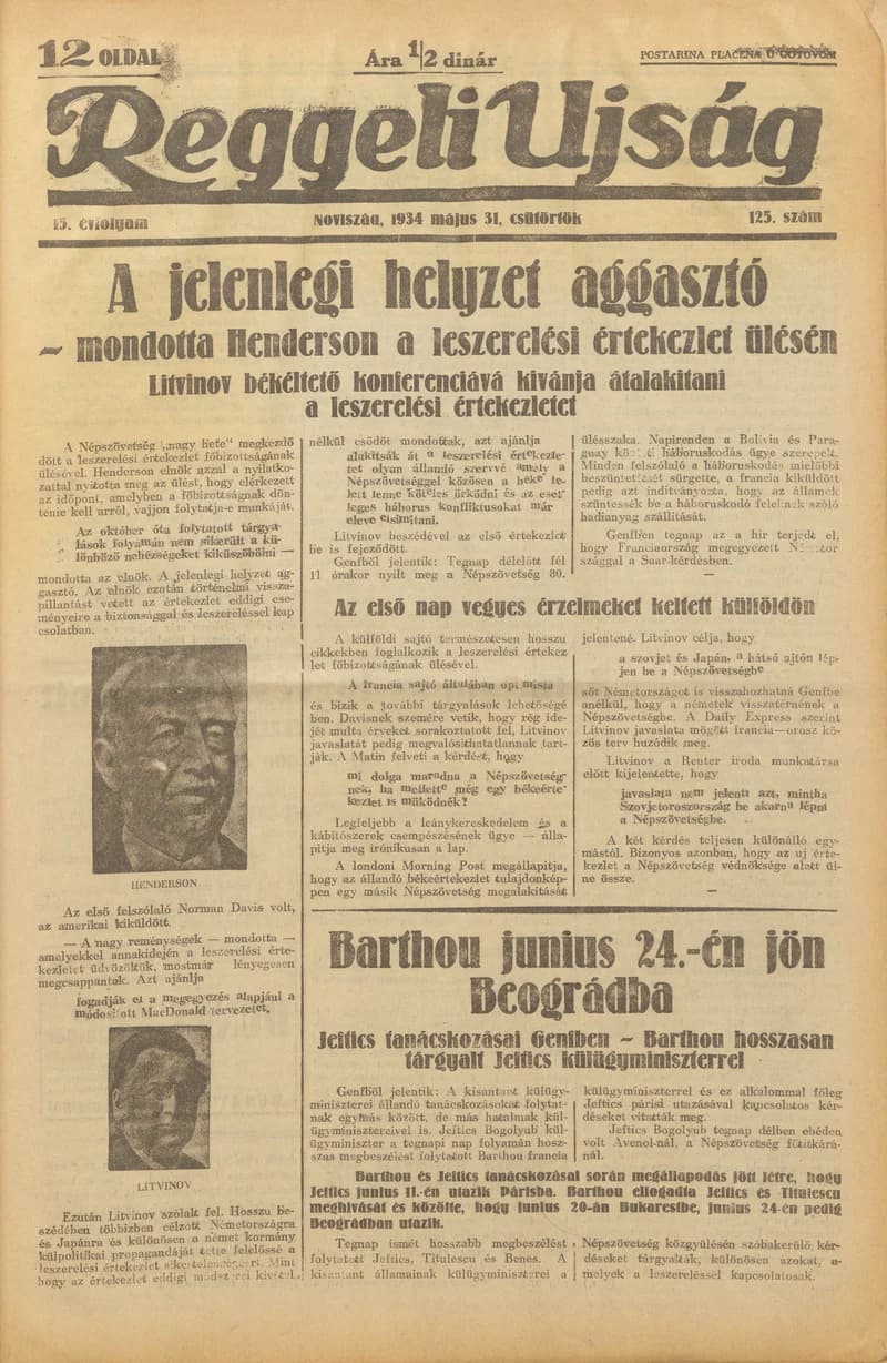 Reggeli Újság, 15. évf. 1934. május 31. 125. sz.