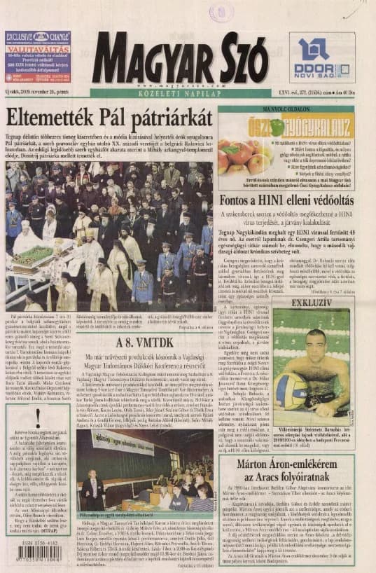 Magyar Szó, 66. évf. 2009. november 20. 272. sz. 1–20. oldal