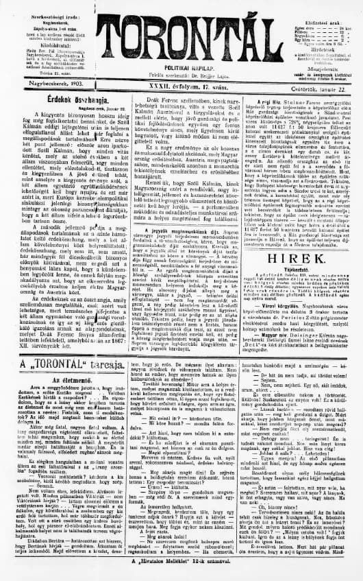 Torontál, 32. évf. 1903. január 22. 17. sz.