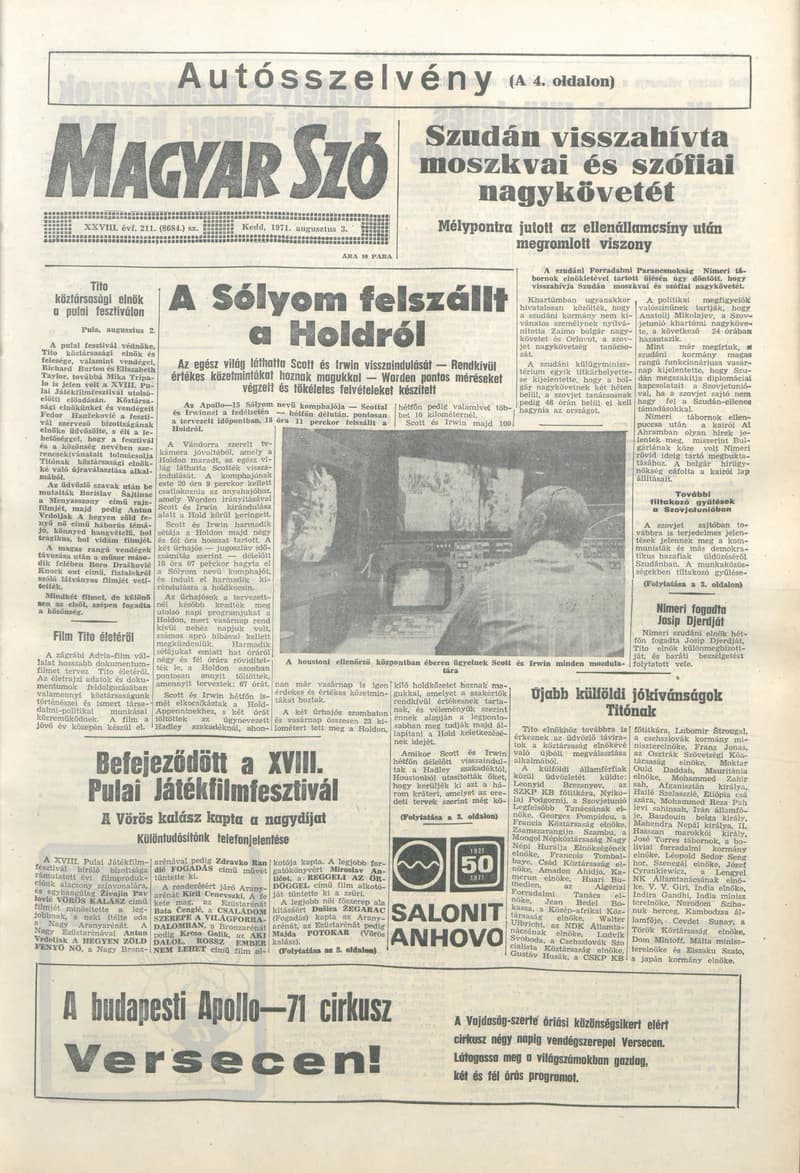 Magyar Szó, 28. évf. 1971. augusztus 3. 211. sz. 1–12. oldal