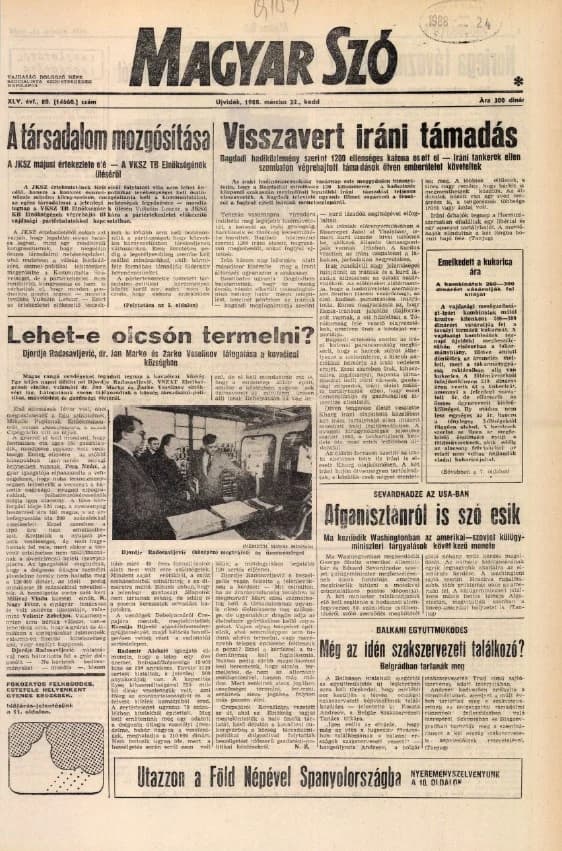 Magyar Szó, 45. évf. 1988. március 22. 80. sz. 1–20. oldal