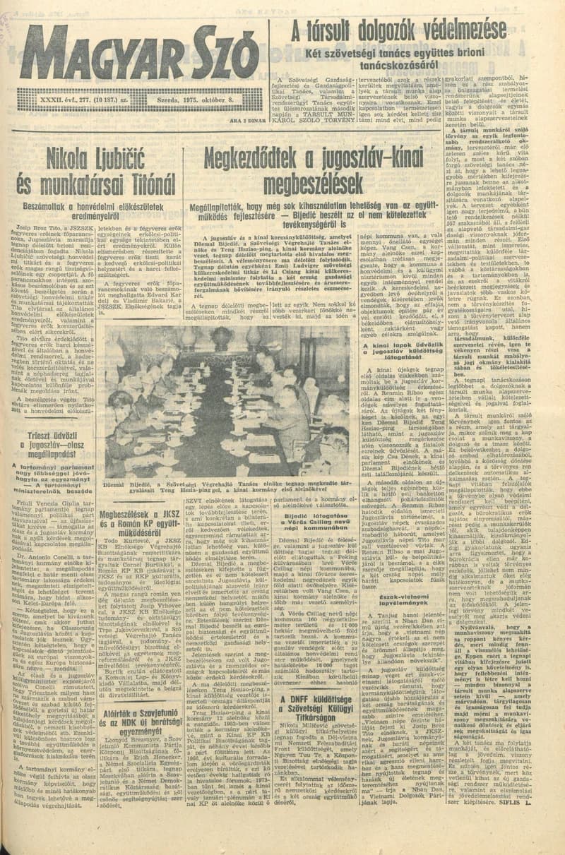 Magyar Szó, 32. évf. 1975. október 8. 277. sz.