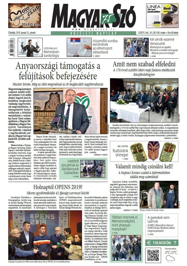 Magyar Szó, 76. évf. 2019. január 25. 19. sz. 1–16. oldal