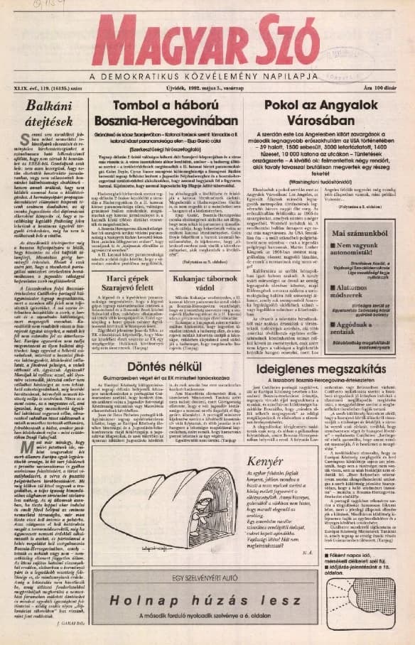 Magyar Szó, 49. évf. 1992. május 3. 119. sz. 1–24. oldal