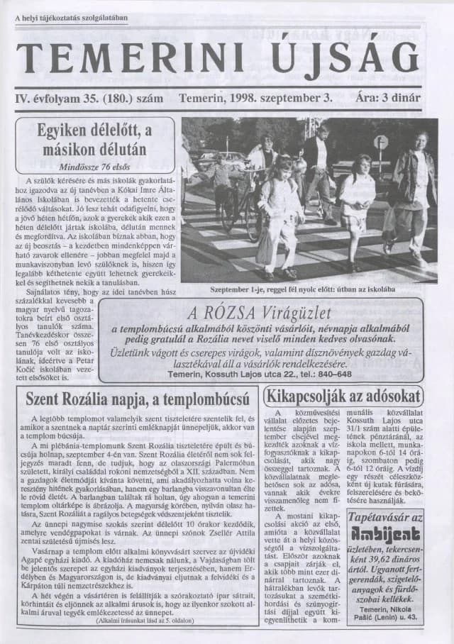 Temerini Újság, 4. évf. 1998. szeptember 3. 35. sz.