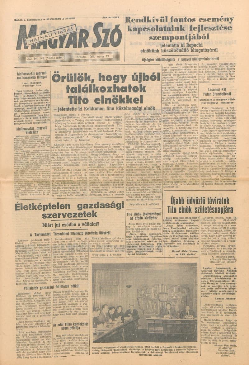 Magyar Szó, 21. évf. 1964. május 27. 145. sz.