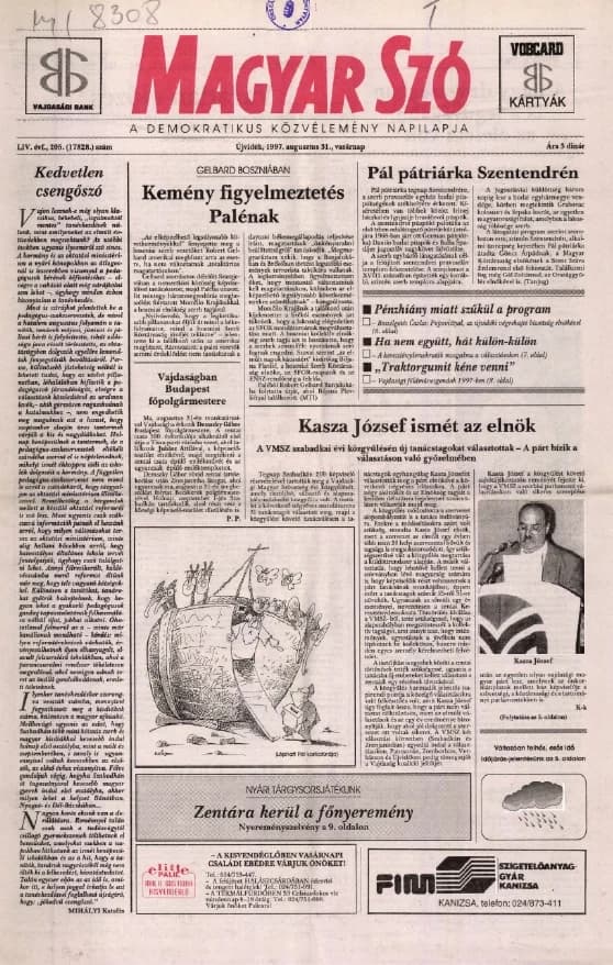 Magyar Szó, 54. évf. 1997. augusztus 31. 205. sz. 1–24. oldal