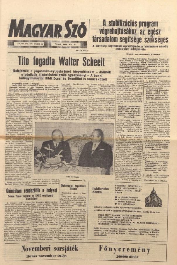 Magyar Szó, 27. évf. 1970. november 27. 327. sz. 1–12. oldal