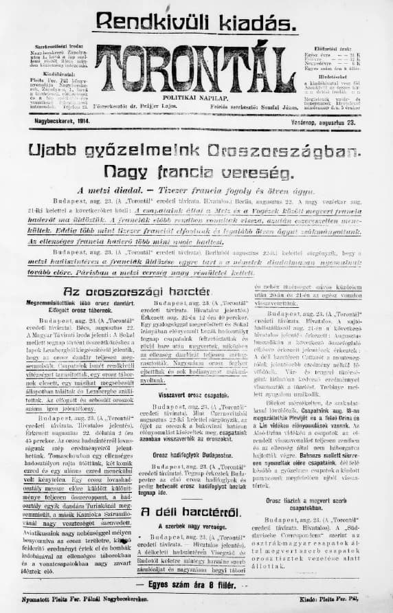 Torontál, 43. évf. 1914. augusztus 23. 189. sz.
