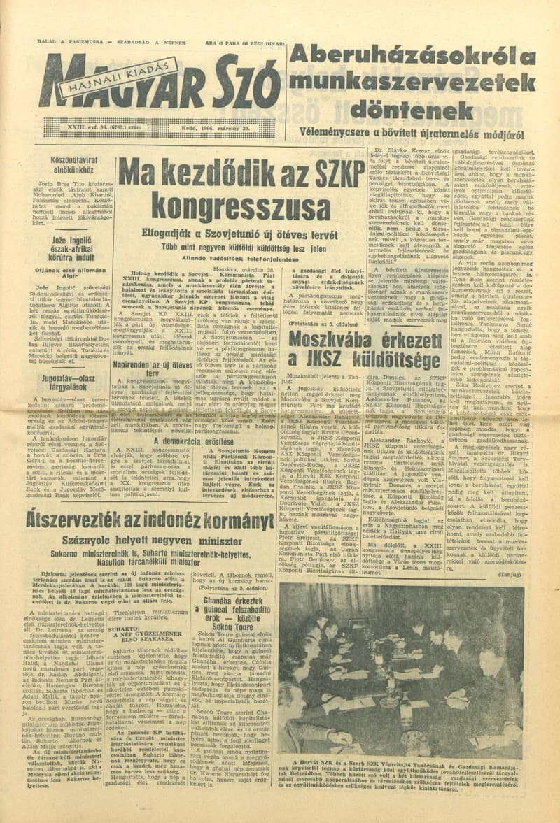 Magyar Szó, 23. évf. 1966. március 29. 86. sz.