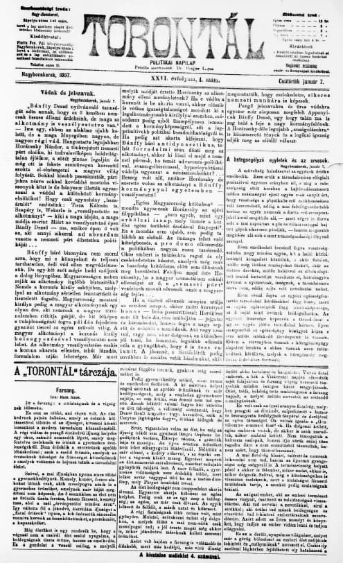 Torontál, 26. évf. 1897. január 7. 4. sz.