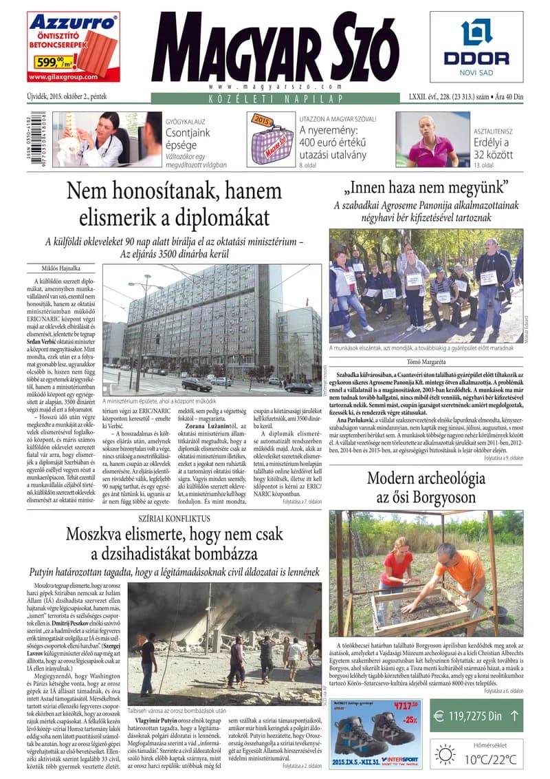 Magyar Szó, 72. évf. 2015. október 2. 228. sz. 1–16. oldal