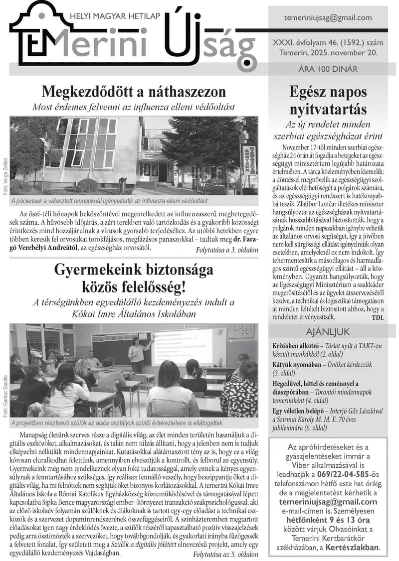Temerini Újság, 31. évf. 2025. november 20. 46. sz.
