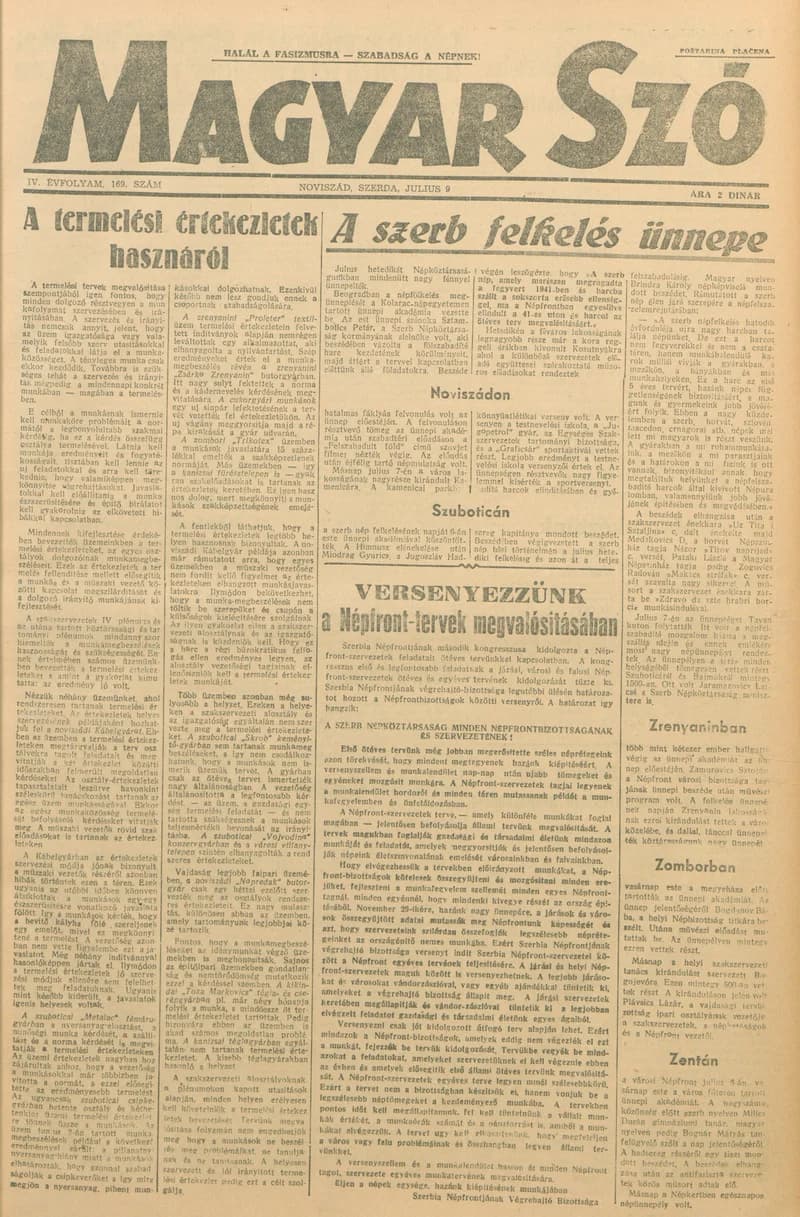 Magyar Szó, 4. évf. 1947. július 9. 169. sz. 1–6. oldal