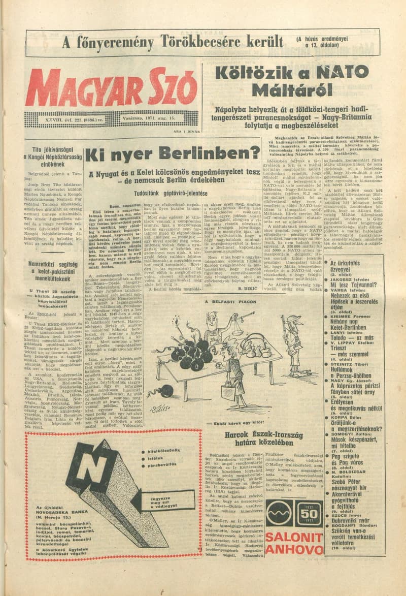 Magyar Szó, 28. évf. 1971. augusztus 15. 223. sz. 1–32. oldal