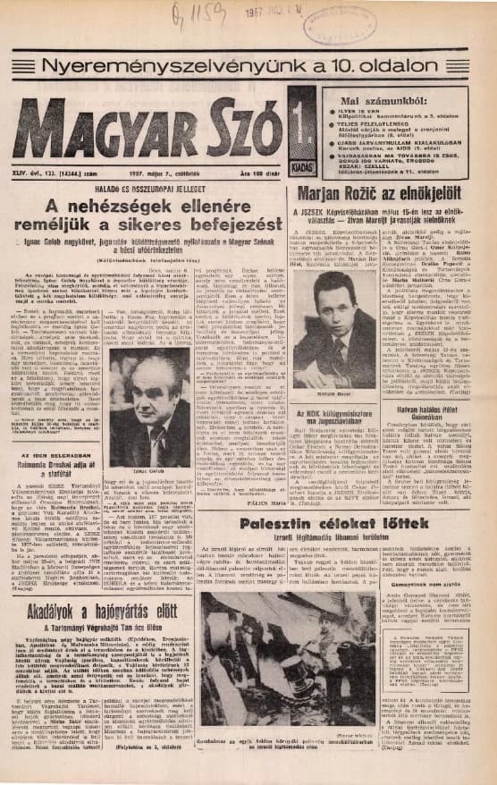 Magyar Szó, 44. évf. 1987. május 7. 123. sz. 1–20. oldal
