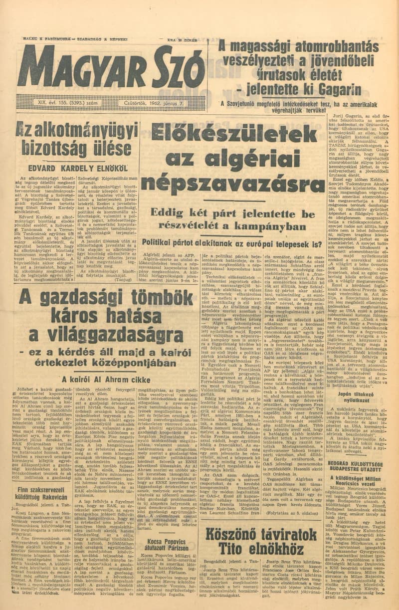 Magyar Szó, 19. évf. 1962. június 7. 155. sz. 1–14. oldal