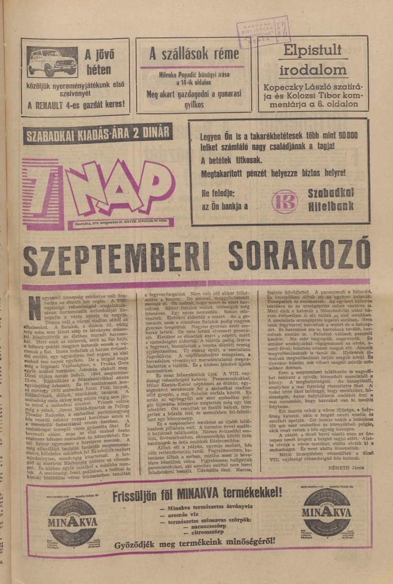 7 Nap, 29. évf. 1974. szeptember 27. 39. sz. 1–32. oldal