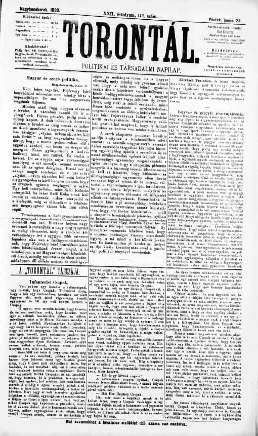 Torontál, 22. évf. 1893. június 23. 142. sz.
