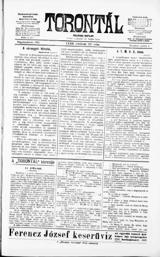 Torontál, 32. évf. 1903. június 6. 127. sz.