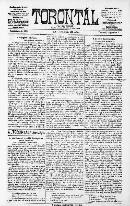 Torontál, 25. évf. 1896. szeptember 17. 213. sz.