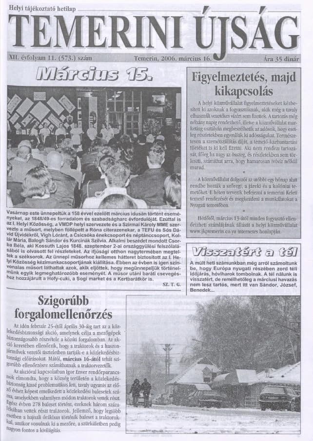 Temerini Újság, 12. évf. 2006. március 16. 11. sz.