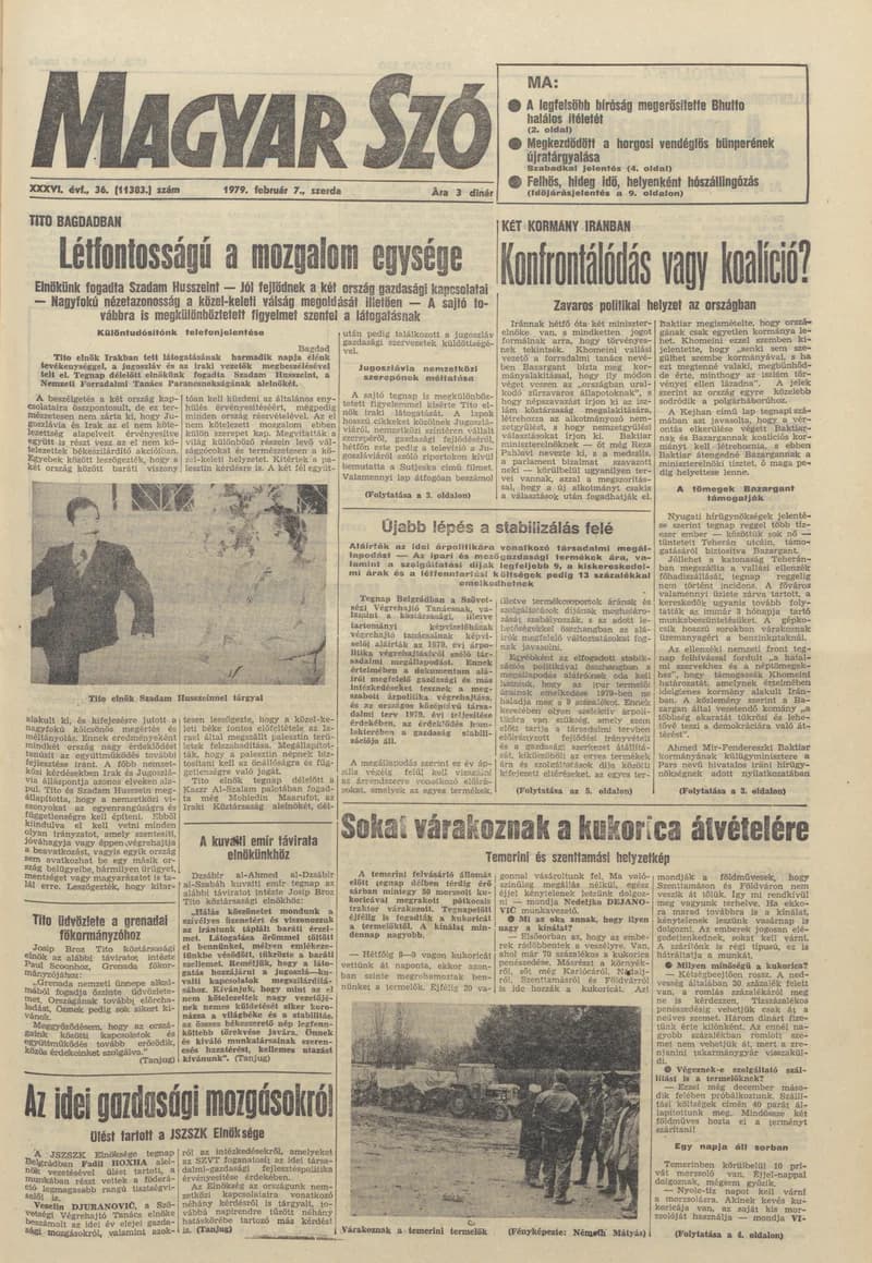 Magyar Szó, 36. évf. 1979. február 7. 36. sz. 1–20. oldal