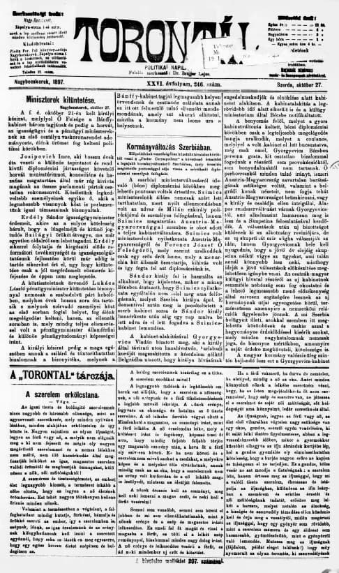 Torontál, 26. évf. 1897. október 27. 246. sz. 26–1897. oldal