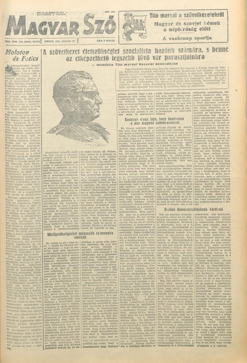 Magyar Szó, 8. évf. 1951. július 30. 179. sz. 1–4. oldal
