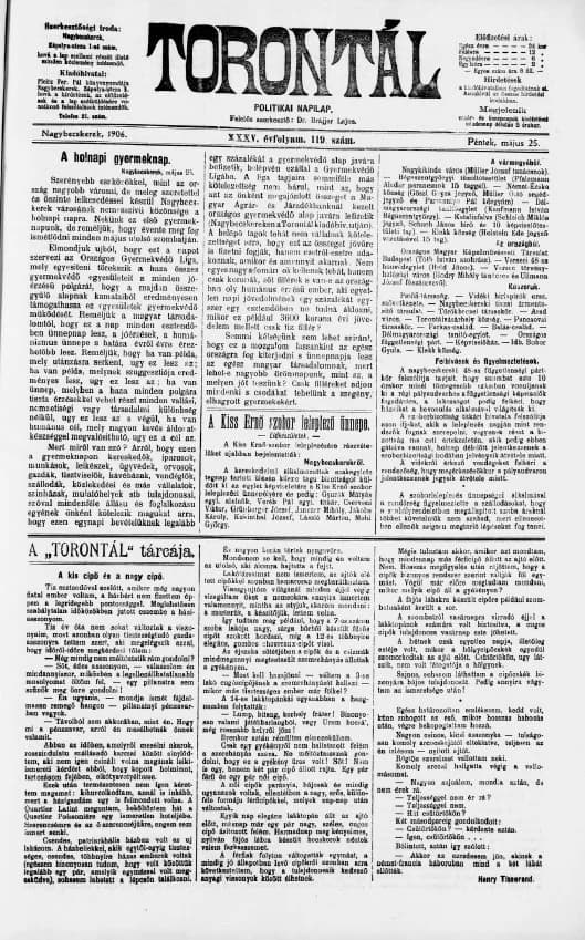Torontál, 35. évf. 1906. május 25. 119. sz.