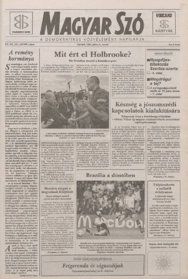 Magyar Szó, 55. évf. 1998. július 8. 161. sz. 1–16. oldal