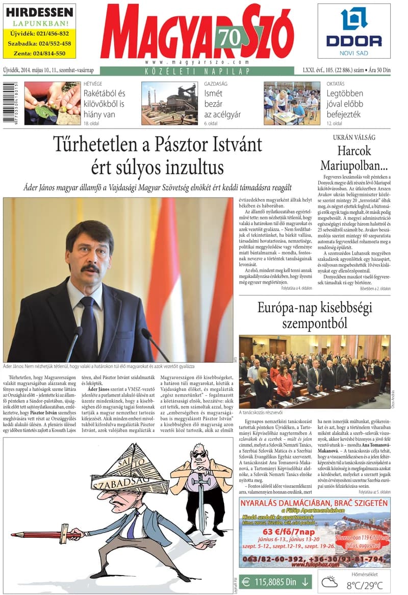 Magyar Szó, 71. évf. 2014. május 10. – 11. 105. sz. 1–32. oldal