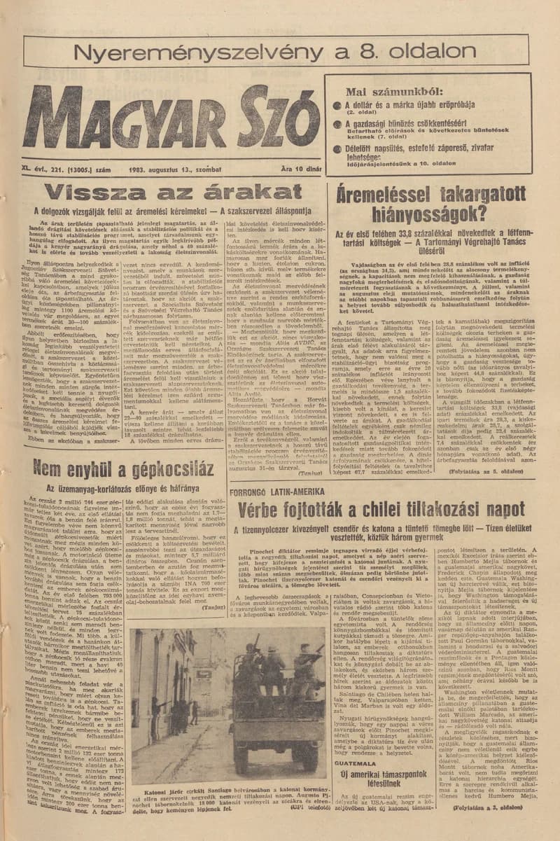 Magyar Szó, 40. évf. 1983. augusztus 13. 221. sz. 1–20. oldal
