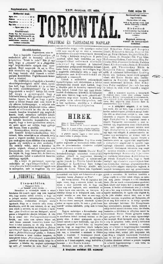 Torontál, 24. évf. 1895. május 28. 122. sz.