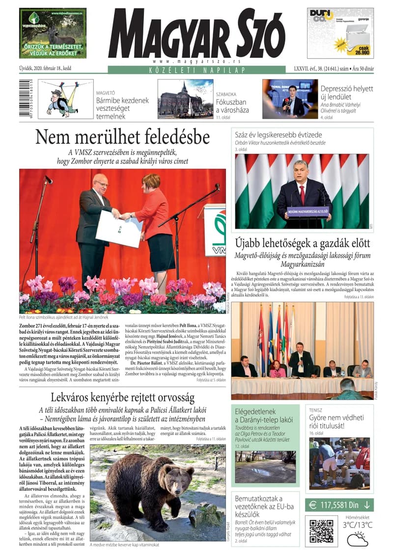 Magyar Szó, 77. évf. 2020. február 18. 38. sz. 1–20. oldal