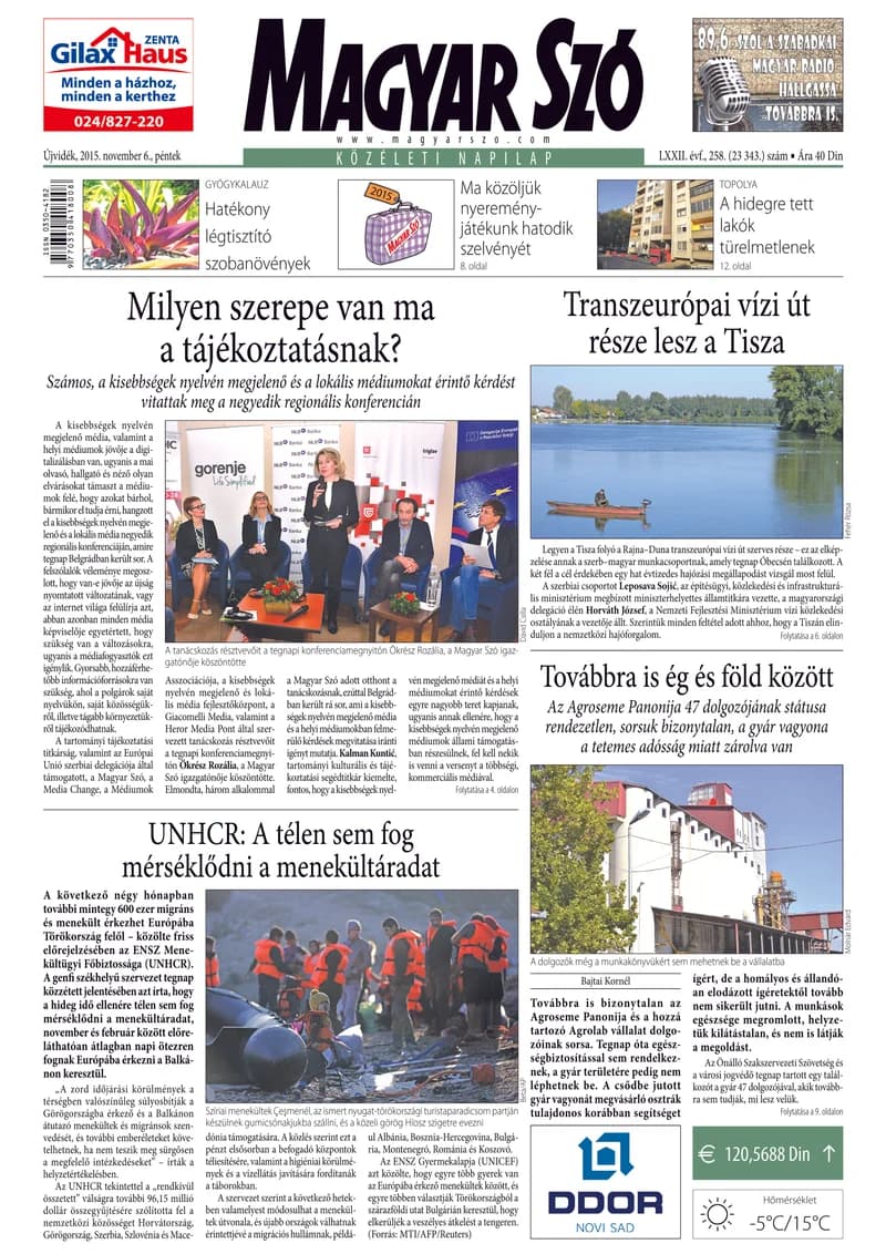 Magyar Szó, 72. évf. 2015. november 6. 258. sz. 1–16. oldal