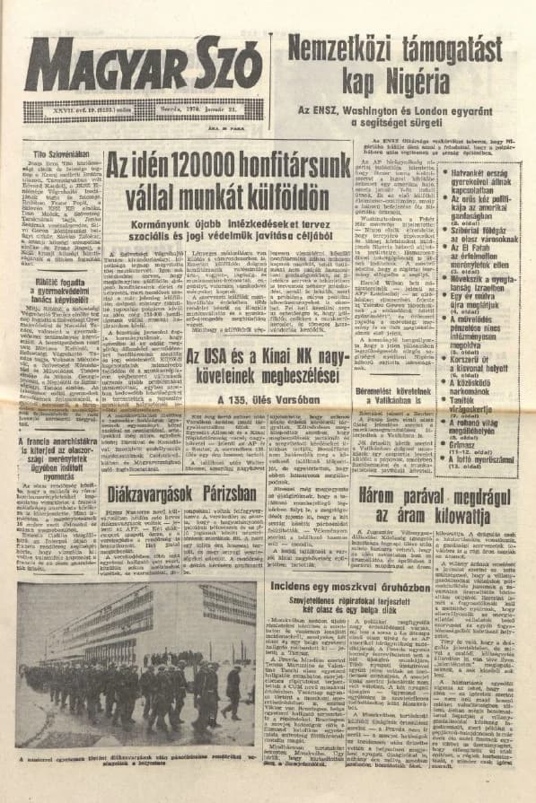Magyar Szó, 27. évf. 1970. január 21. 19. sz. 1–16. oldal