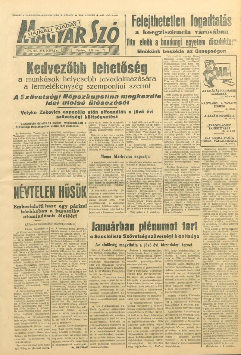 Magyar Szó, 15. évf. 1958. december 26. 318. sz. 1–20. oldal