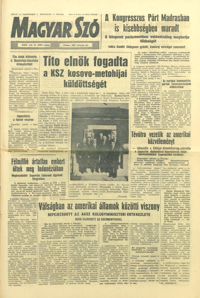 Magyar Szó, 24. évf. 1967. február 24. 52. sz. 1–16. oldal