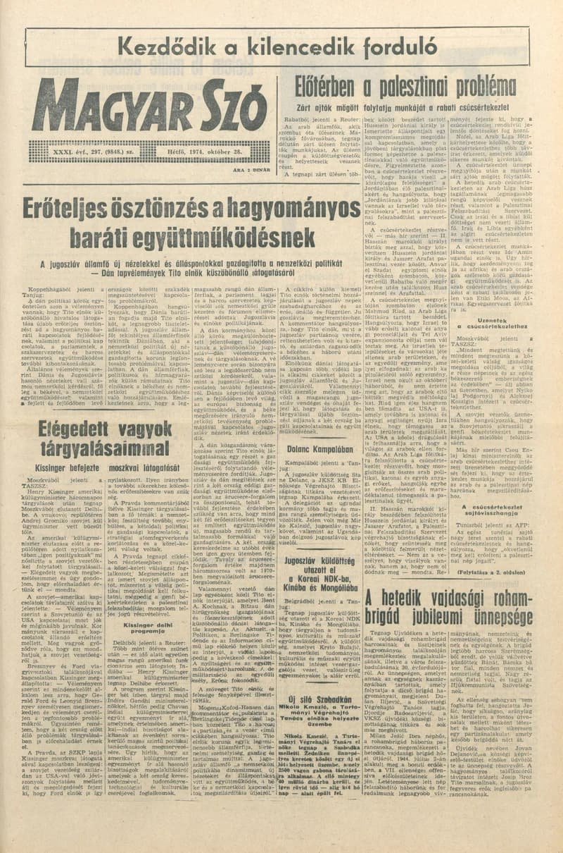 Magyar Szó, 31. évf. 1974. október 28. 297. sz. 1–6. oldal