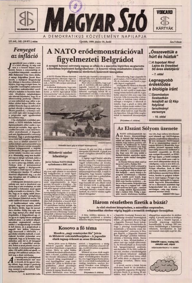 Magyar Szó, 55. évf. 1998. június 16. 142. sz. 1–16. oldal