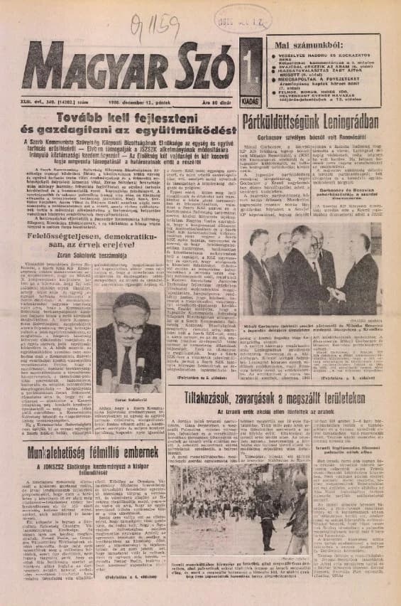 Magyar Szó, 43. évf. 1986. december 12. 340. sz. 1–24. oldal