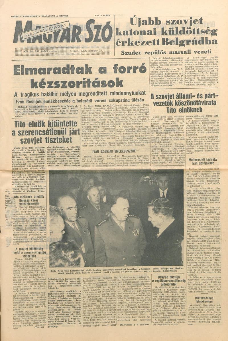 Magyar Szó, 21. évf. 1964. október 21. 292. sz.