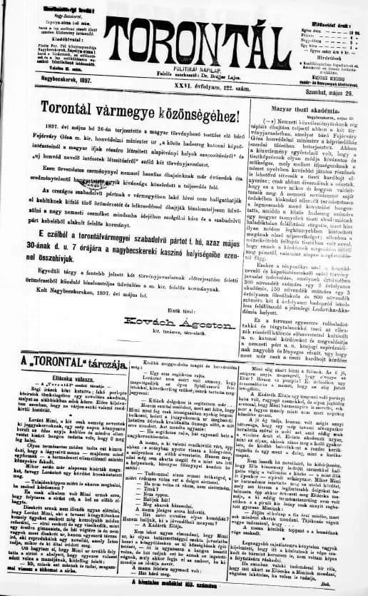 Torontál, 26. évf. 1897. május 29. 122. sz.