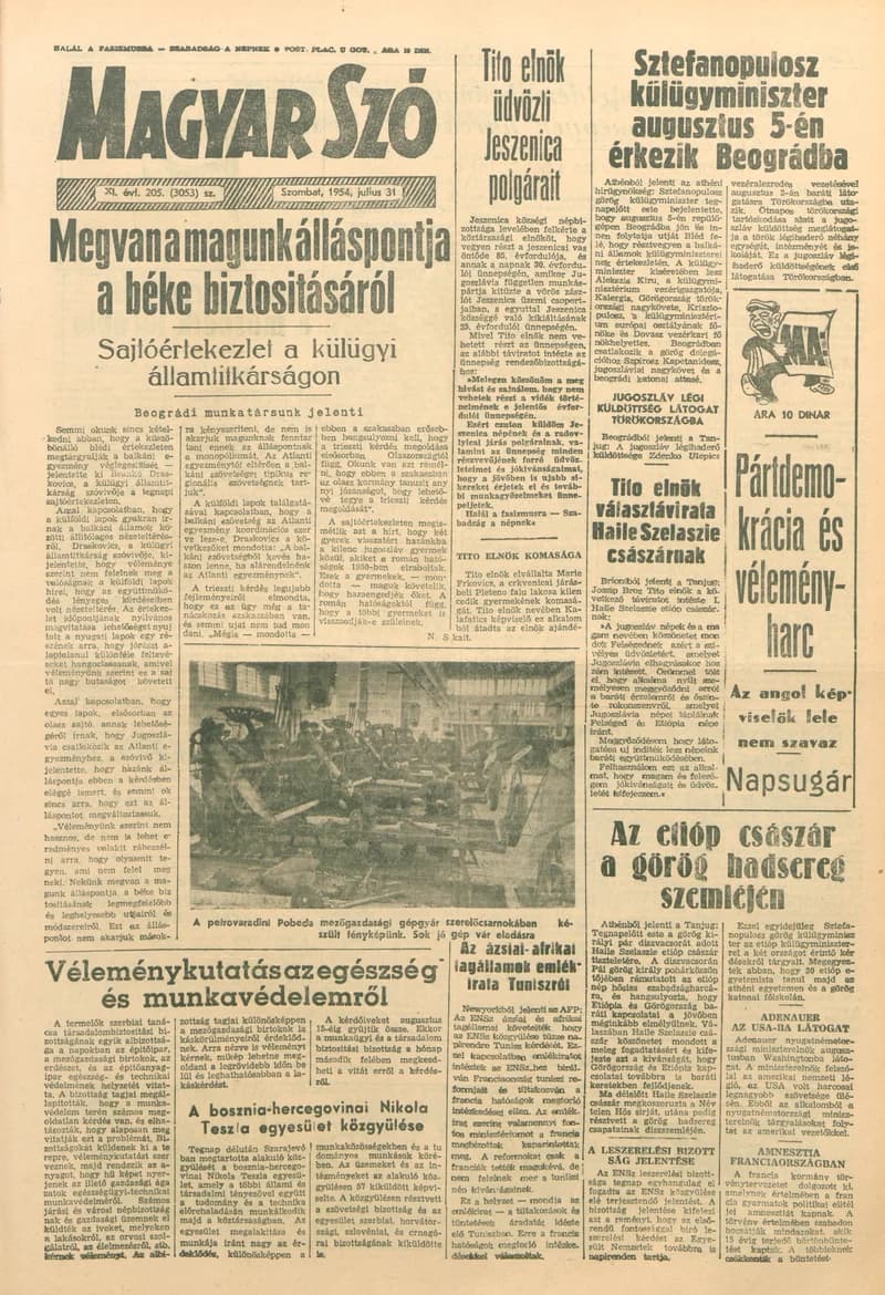 Magyar Szó, 11. évf. 1954. július 31. 205. sz. 1–8. oldal