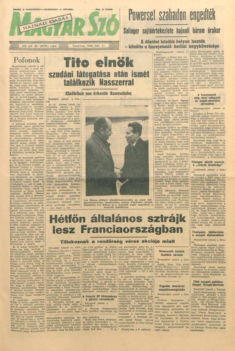 Magyar Szó, 19. évf. 1962. február 11. 40. sz. 1–24. oldal